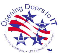 Section 508.  Opening doors to IT logo (5 stars and 3 red stripes)